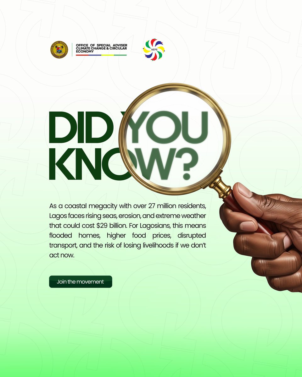 The power to make the change starts from every individual. 

Every action we make towards a greener economy takes us a step closer to achiever it. 

Together, let’s make Lagos a climate friendly city.

#ClimateAction #CircularEconomy #DidYouKowSeries
#EcoLagos