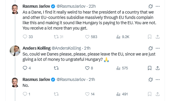 Statsstyret's tweet photo. Jeg ved ikke hvem @AndersKolling er, men han fortjener en medalje for den kommentar til @RasmusJarlov 😂

#dkpol #dkmedier #UdAfEU https://t.co/QVCy1wNtZz