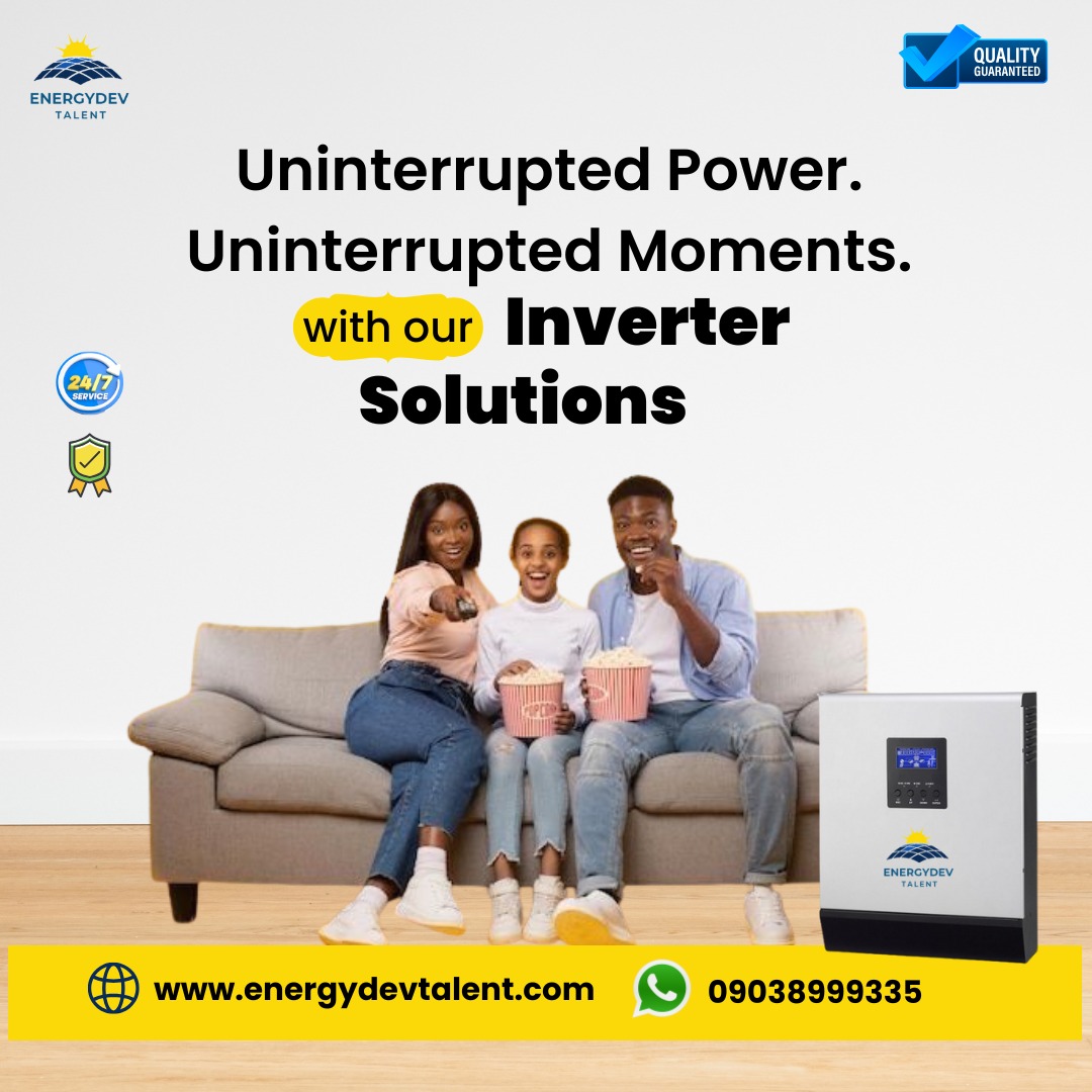 Energydevtalent's tweet photo. Uninterrupted power = uninterrupted memories. π‘β¨
Thatβs what our inverter solutions bring to your home.
#Solar #InverterSolutions #Nigeria https://t.co/9SbAzjBxbI