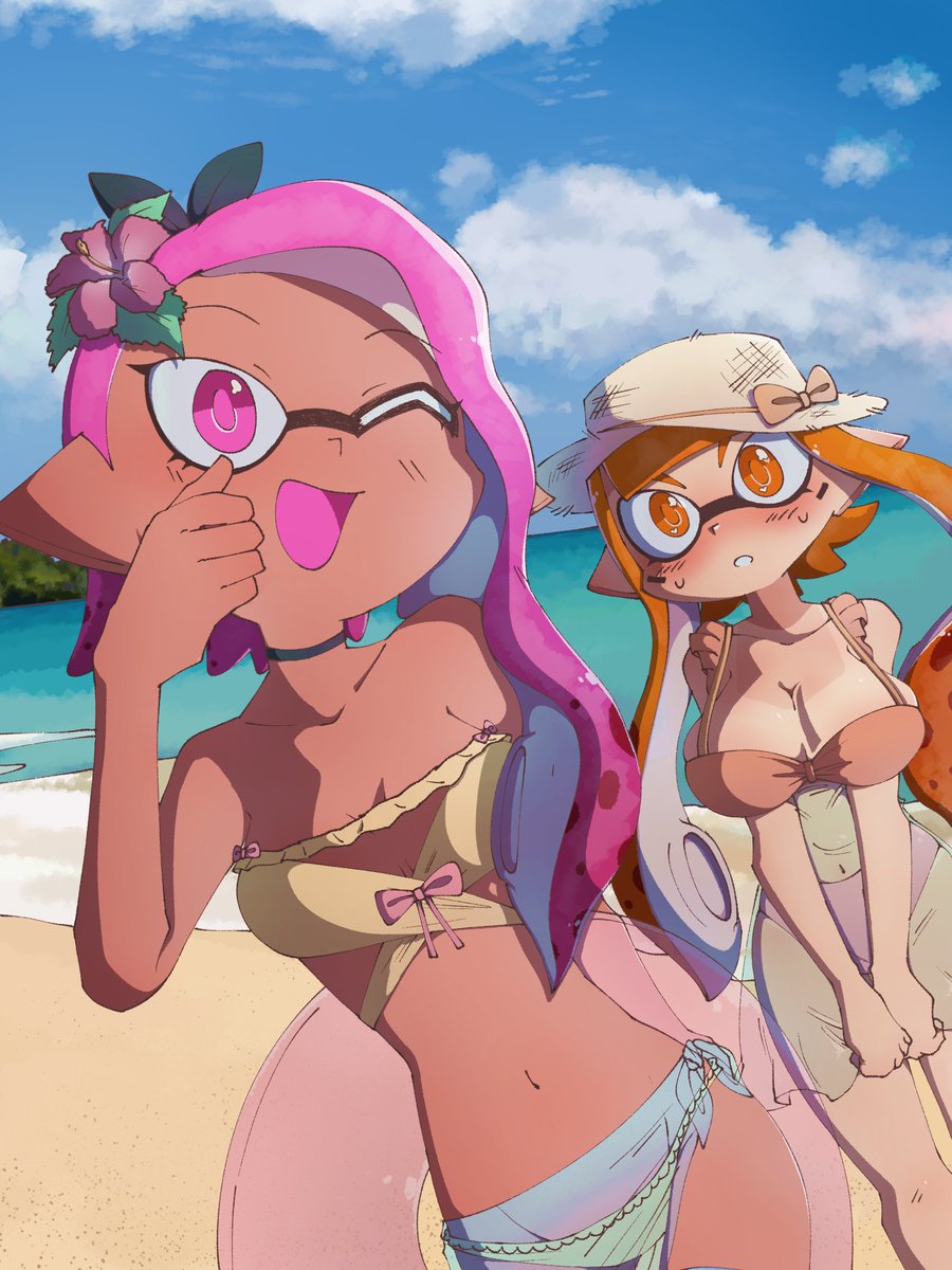 AloeWaves's tweet photo. Beach girlies!~
#Splatoon3 #coroika #aloami https://t.co/Xs6Q7qveqY