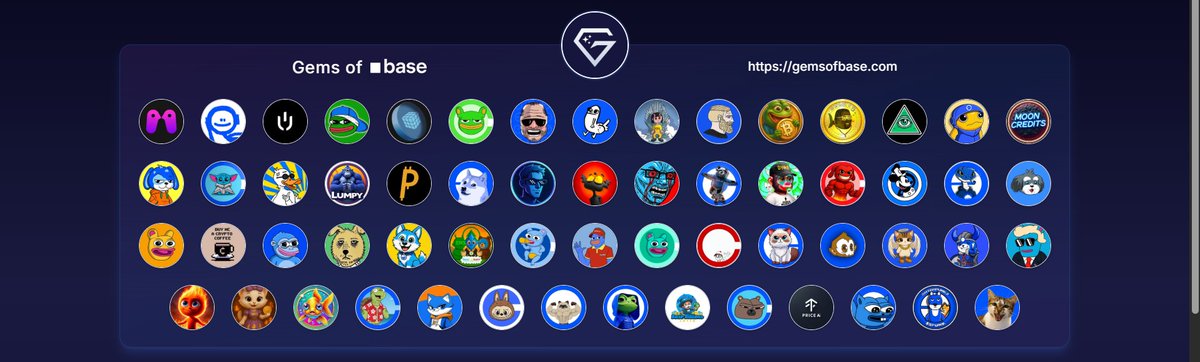 GemsofBase's tweet image. #NewHeaderImage
A tribute to all the gems currently listed on our platform 💙
You're not a gem on @base unless you're on Gems of Base 💎