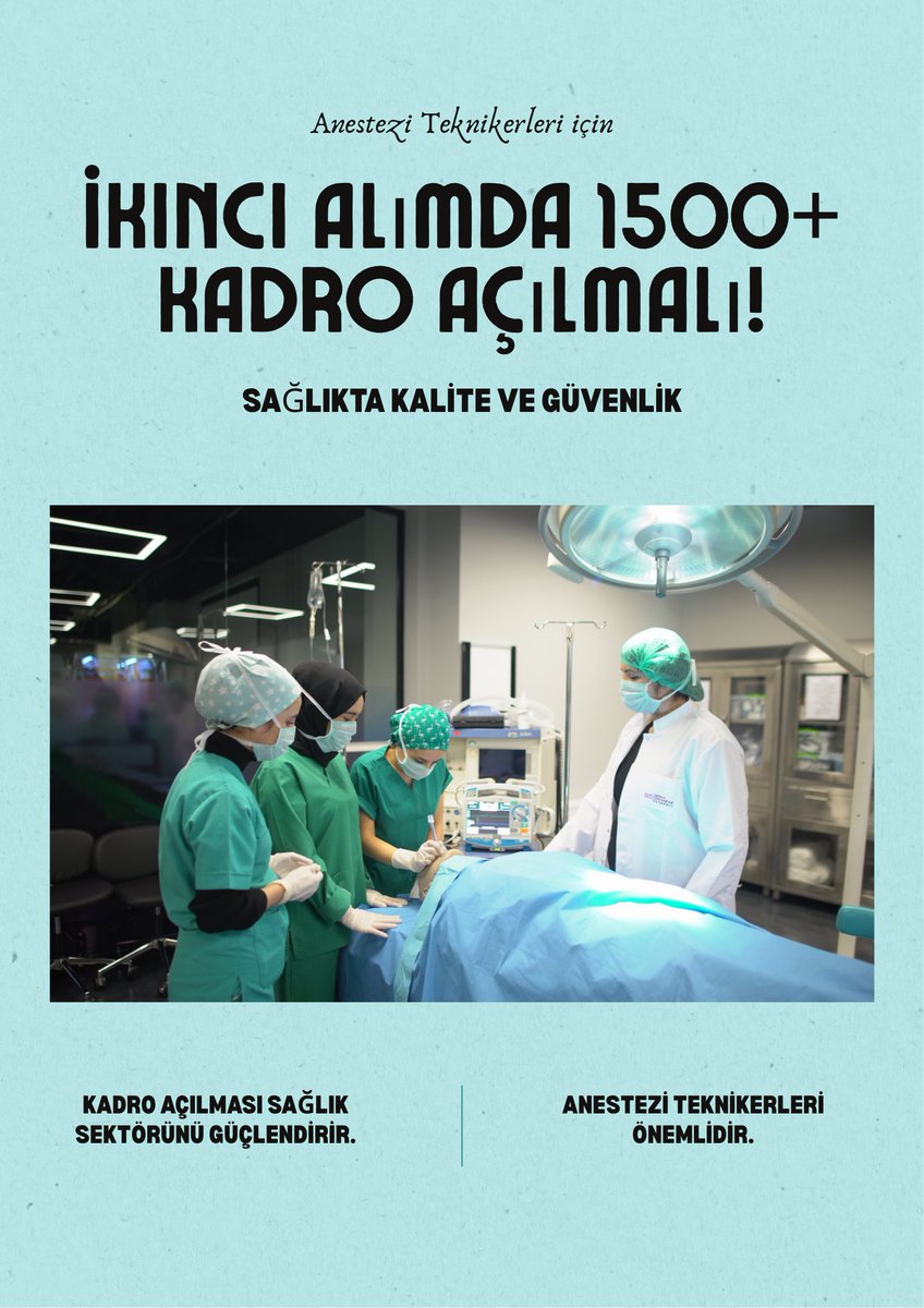 Sadece kendi geleceğimiz değil, hastaların güvenliği de tehlikede.
Alanında uzman kişilerin boşta kalması, sağlık sistemine zarar veriyor.
Lütfen bu mağduriyete dur deyin.
#AnesteziBilalBeyiBekliyor