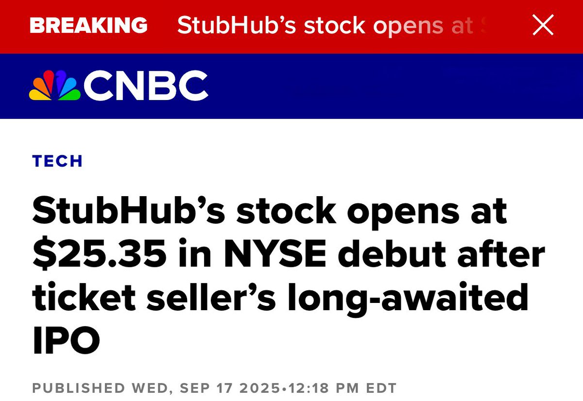 ☕BREW: StubHub diventa ufficialmente una società quotata in borsa
