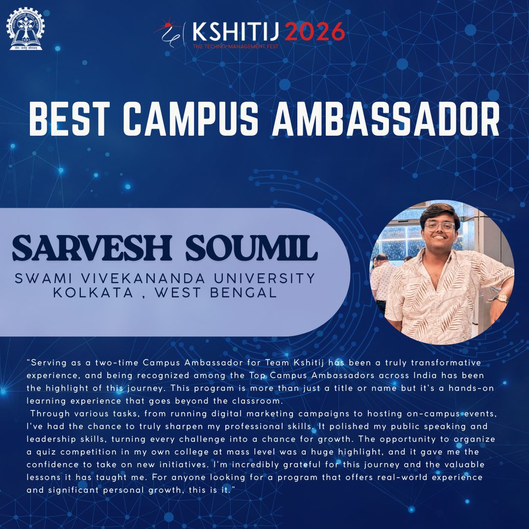 ktj_iitkgp's tweet photo. Celebrating our Best Campus Ambassadors of Kshitij 2025! 
With their dedication, energy, and passion, they have been the true torchbearers of Kshitij across campuses, inspiring countless students and spreading the spirit of innovation, excellence, and unity. https://t.co/PMNjgYzKzn