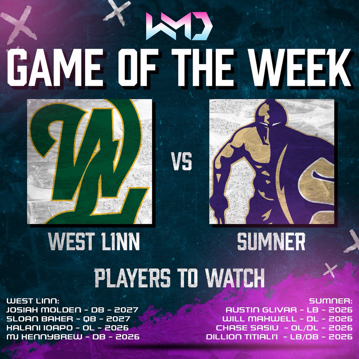 Wipe Me Down Boyz (@wipemedownboyz) on Twitter photo ⭐️WMDB GOTW Week 3⭐️
West Linn
27 ⭐️⭐️⭐️ ⭐️DB <a href="/Josiah_Molden/">Josiah Molden</a>
27 QB <a href="/Sloan_baker1/">Sloan Baker</a>
26 OL <a href="/Kalaniioapo77/">Kalani Ioapo</a>
26 DB <a href="/MKennybrew/">MJ Kennybrew</a>
Sumner
26 LB <a href="/Austinglivar7/">Austin Glivar</a>
26 DL <a href="/WillMaxwell2026/">Will Maxwell</a>
26 OL <a href="/chase_sasiu51/">chase</a>
26 LB <a href="/Dillon_Titialii/">Dillon Titialii</a> ⭐️WMDB GOTW Week 3⭐️
West Linn
27 ⭐️⭐️⭐️ ⭐️DB <a href="/Josiah_Molden/">Josiah Molden</a>
27 QB <a href="/Sloan_baker1/">Sloan Baker</a>
26 OL <a href="/Kalaniioapo77/">Kalani Ioapo</a>
26 DB <a href="/MKennybrew/">MJ Kennybrew</a>
Sumner
26 LB <a href="/Austinglivar7/">Austin Glivar</a>
26 DL <a href="/WillMaxwell2026/">Will Maxwell</a>
26 OL <a href="/chase_sasiu51/">chase</a>
26 LB <a href="/Dillon_Titialii/">Dillon Titialii</a>