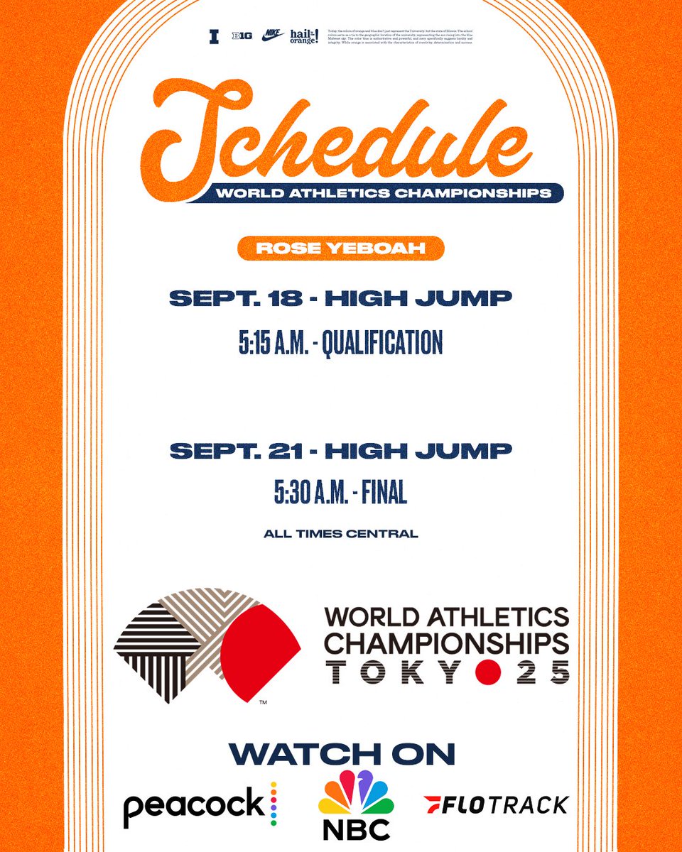 IlliniTrackXC's tweet image. Rose Yeboah&apos;s Worlds schedule!

#WhyNotILL
