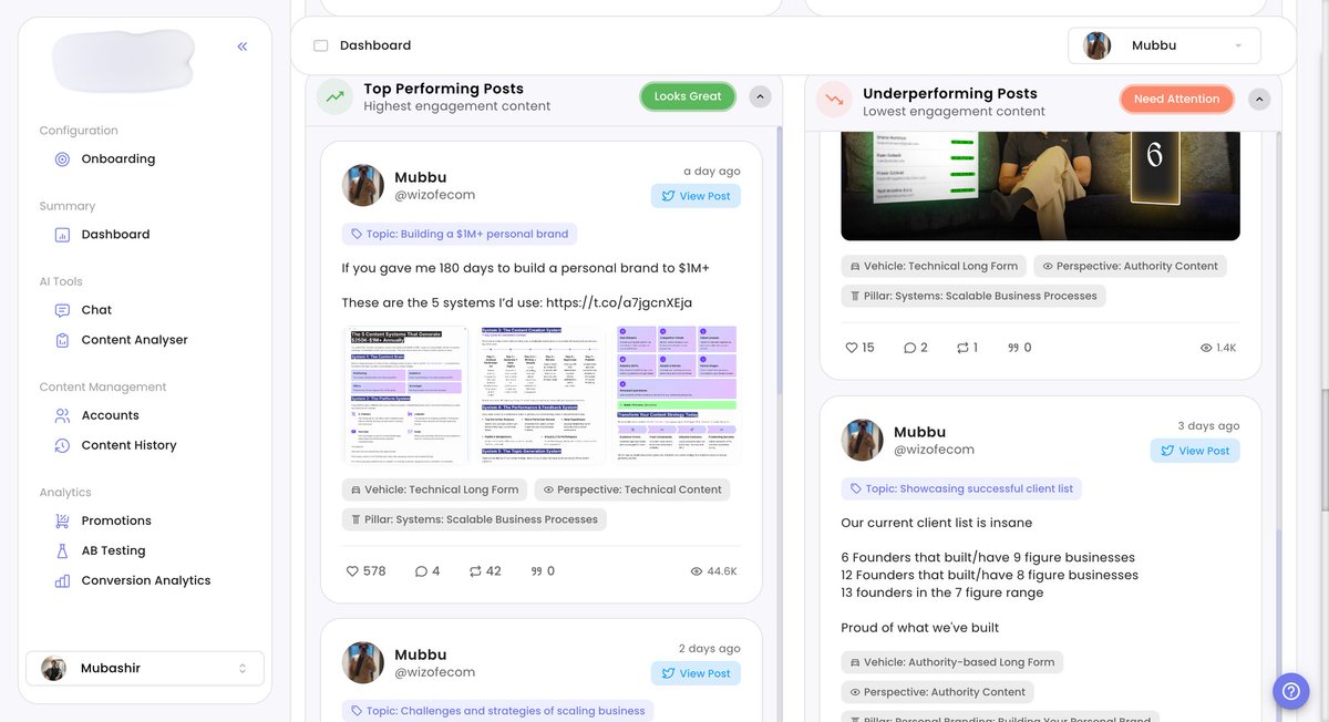 If your content team can’t show you why your last post worked, you don’t have a strategy

We built our proprietary tech for personal branding.

It tracks every post, studies the patterns, and shows why something performed or didn't.

 So our strategists can:

- Double down on