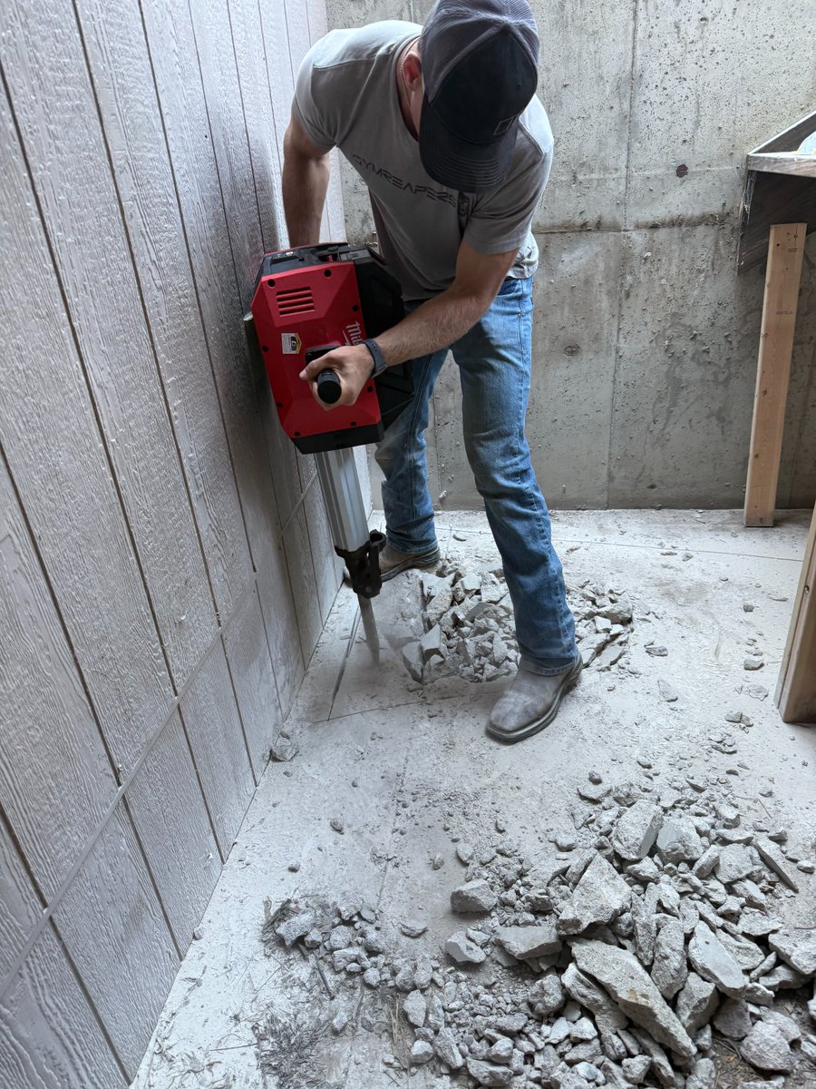 GCCCBroncbuster's tweet photo. 👷♂️ Construction II students are putting their skills to work off campus with a concrete demo & replacement project—prepping for a new floor drain system as part of their Carpentry, Plumbing & HVAC course. 🛠️
#GCCCConstruction #SkilledTrades #BuildingFutur https://t.co/mAkx0HoVZU