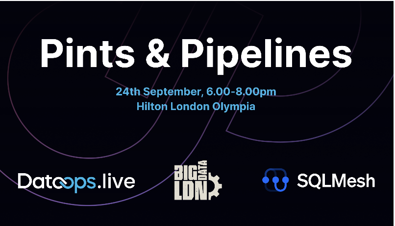 jmarchese's tweet photo. Headed to #BigDataLDN?  Join us Wednesday Evening Sept 24th at 18:00 for a fun, drinks &amp; great data discussions!  Join @DataOpslive
&amp; @TobikoData- a @Fivetran Company, for "Pints and Pipelines" at Hilton London Olympia

Register here: https://t.co/a69QGmXyTp

#SQLMesh #Momentum https://t.co/1G2Go4z3xA