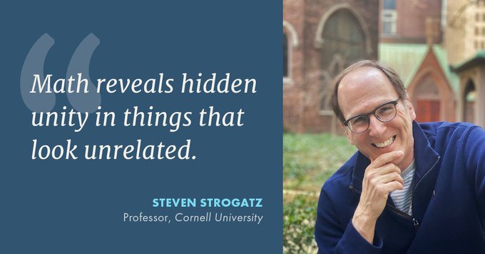 SciCommAwards's tweet image. As a researcher, @stevenstrogatz sees #math everywhere — around us and inside us. 👀 ♾️
Read about his love of #mathematics, where it shows up in his everyday life, and what sparked his efforts to communicate about it: nationalacademies.org/news/2025/08/s… #scicomm