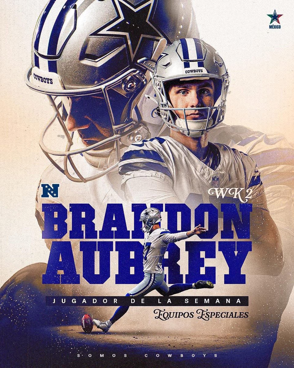 Vaqueros_Dallas's tweet photo. Brandon Aubrey nombrado Jugador de la Semana de Equipos Especiales de la NFC ⭐️ https://t.co/snD3WTiC24