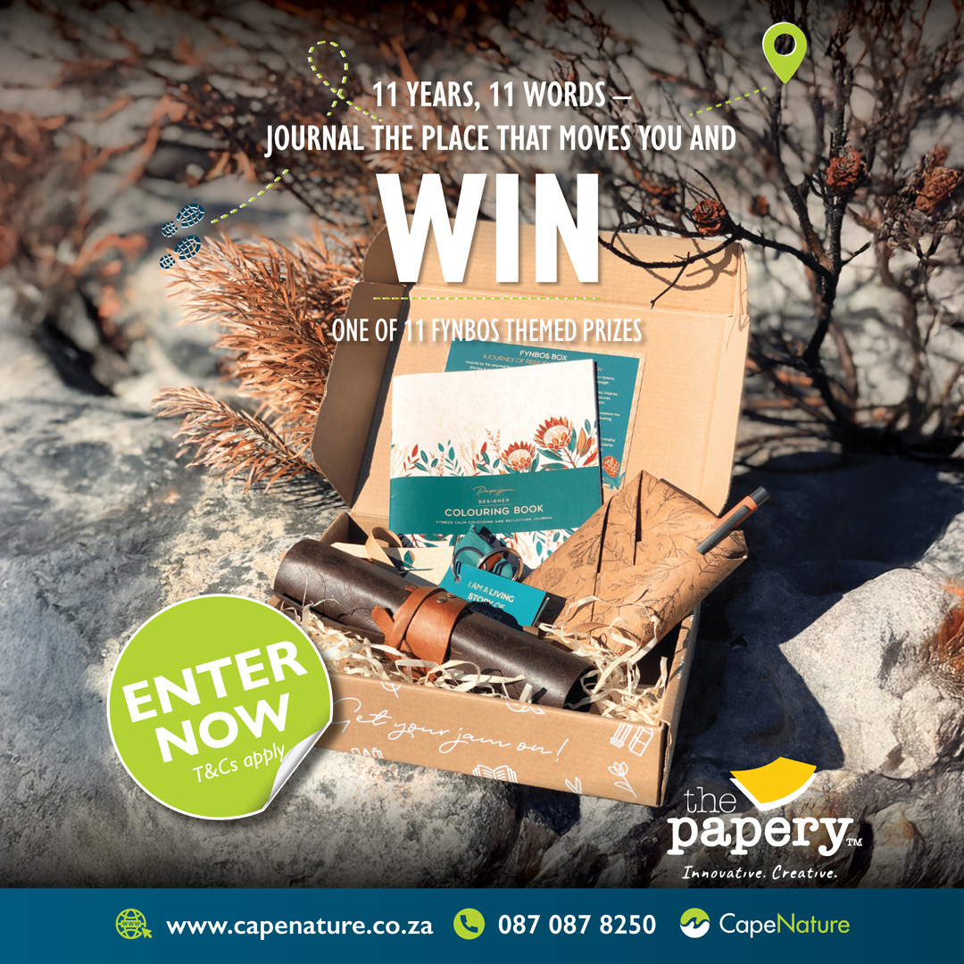 CapeNature1's tweet image. A wild competition is on its way…

R6 000 in prizes with The Papery is up for grabs this Access Week! Love nature and stationery? Can you share your nature connection in 11 words? A beautiful prize each day for 11 days!

Launching soon!

#CapeNature #AccessWeek #Competition