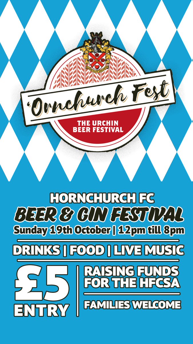 🎉 We are back! 

Join us on Sunday 19th October at <a href="/HornchurchFC/">Hornchurch FC</a> for Beer &amp; Gin festival! 

Buy Tickets 🎟️ hornchurchfc.ktckts.com/event/hch2526o…
