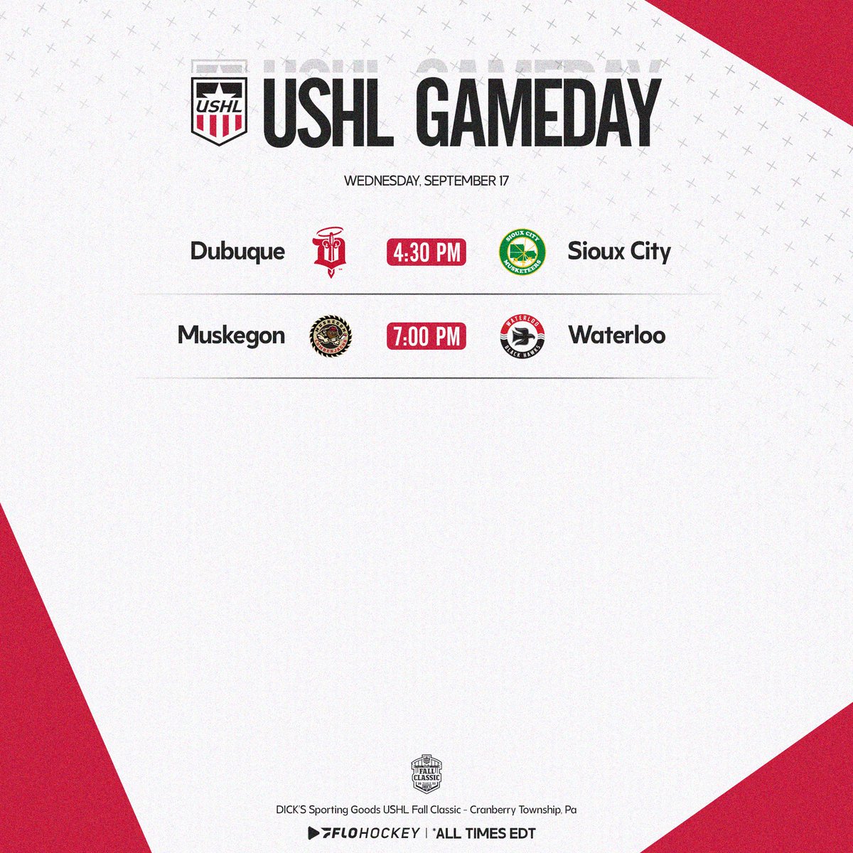 USHL's tweet photo. The sun rises on a new #USHL season! 🌅

📍Cranberry Township, Pa. 
📺 @FloHockey 

🔗 https://t.co/3DJ6CJ5LtB https://t.co/KYyhCKPHgJ