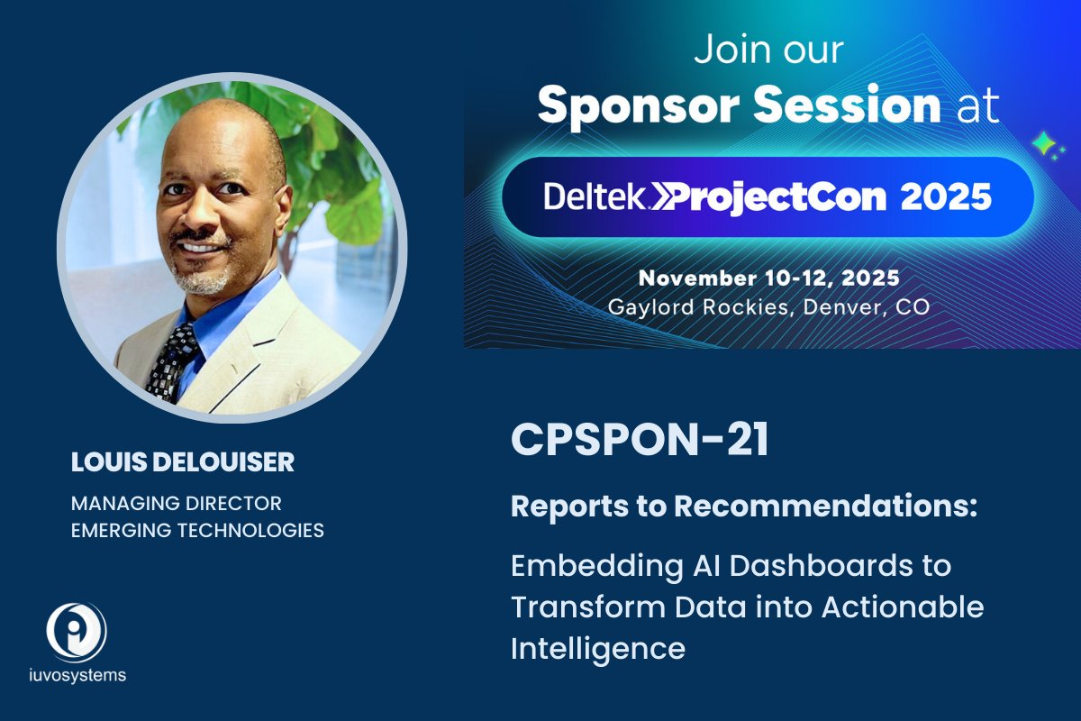 IuvoSystems's tweet image. 🚀 Turning Reports into Recommendations: AI Dashboards in Action
Iuvo Systems is proud to host a breakout session at #DeltekProjectCon 2025 in Denver! Don’t miss this opportunity to learn about AI Dashboards
reg.rainfocus.com/flow/deltek/pr…
#GovCon #SmallBusiness #Costpoint #TeamIuvo