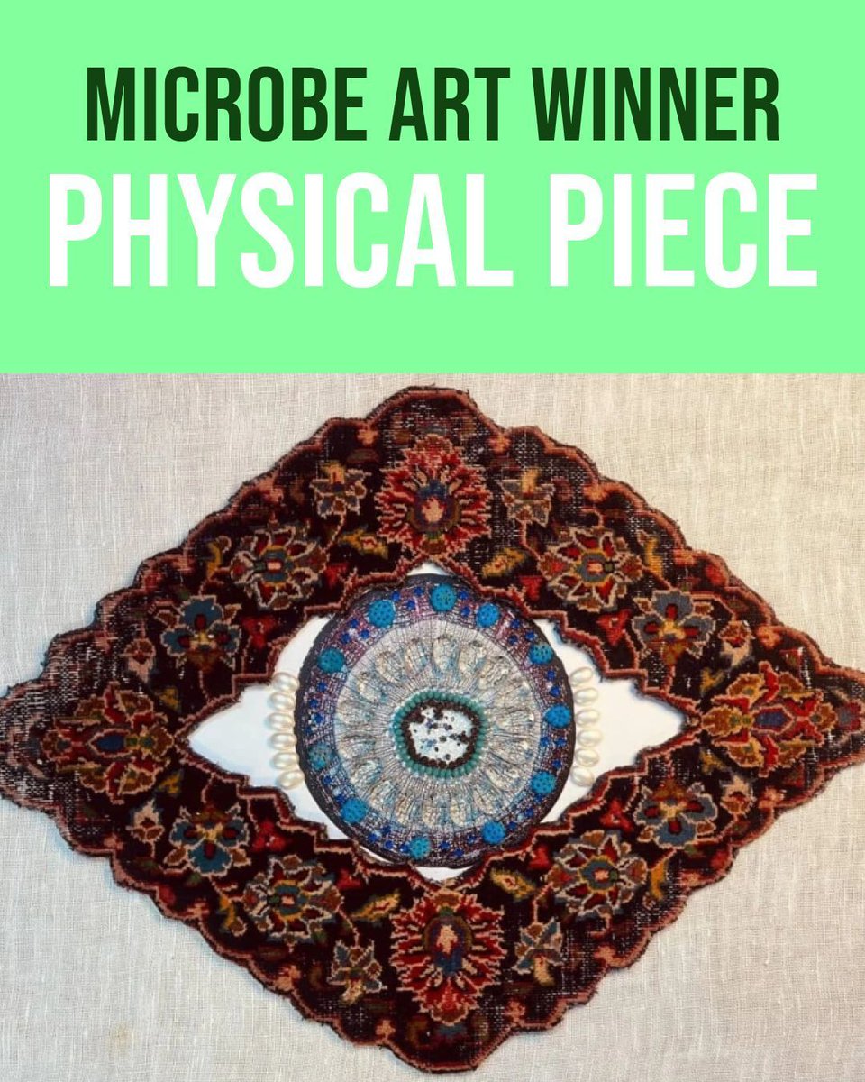 IntMicroDay's tweet image. The winner of the #MicrobeArt2025 competition for Best Physical Piece is Forouzan Shafie.

Your stunning piece, &quot;Invisible Artists,&quot; beautifully connects the ancient art of Persian carpet weaving with the unseen world of microbes. An incredible tribute to the &quot;invisible artists&quot;.