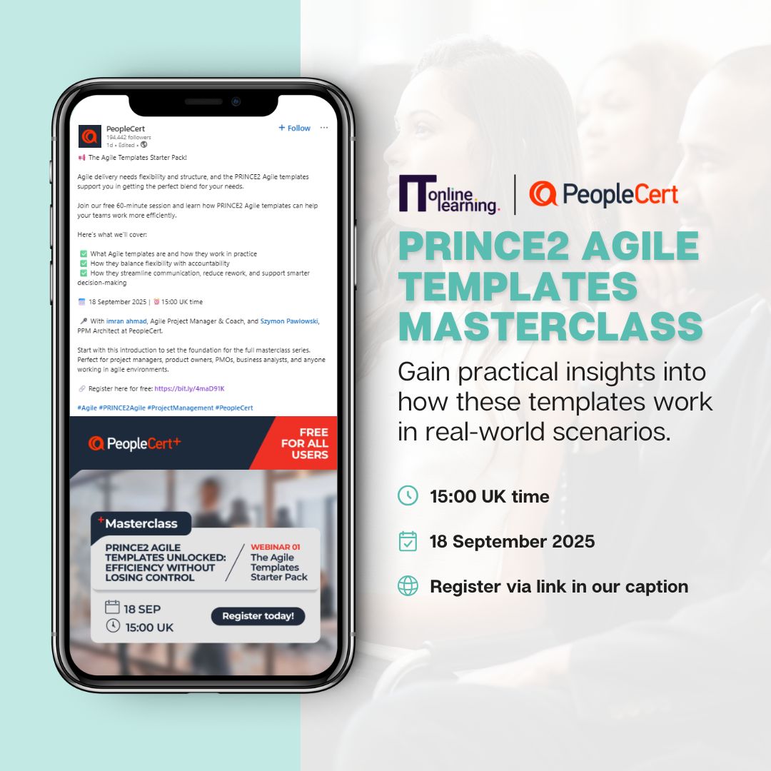 IT_PM_Training's tweet image. PRINCE2 Agile Templates Masterclass

Join this free session to learn how the right templates make agile delivery smoother and more structured.

18 Sept, 15:00 UK time

Register here: bit.ly/4maD91K

#Webinar #ProfessionalDevelopment #SkillsTraining #CareerDevelopment