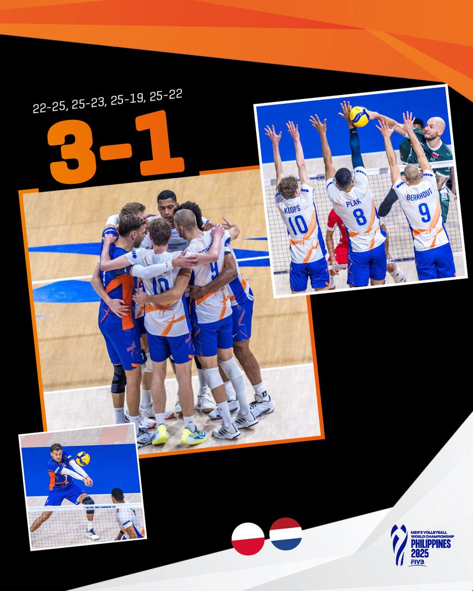 𝗗𝗲𝗹𝗶𝘃𝗲𝗿𝗲𝗱 𝗮 𝗴𝗼𝗼𝗱 𝗳𝗶𝗴𝗵𝘁! 🙏🏼 We bieden goed weerstand, maar verliezen vandaag met 3-1 van Polen. 

Zaterdag wacht Turkije in de achtste finales! ⚔️ Het tijdstip van deze wedstrijd wordt later bekend. 

#LangeMannen #TeamNL #MWCH