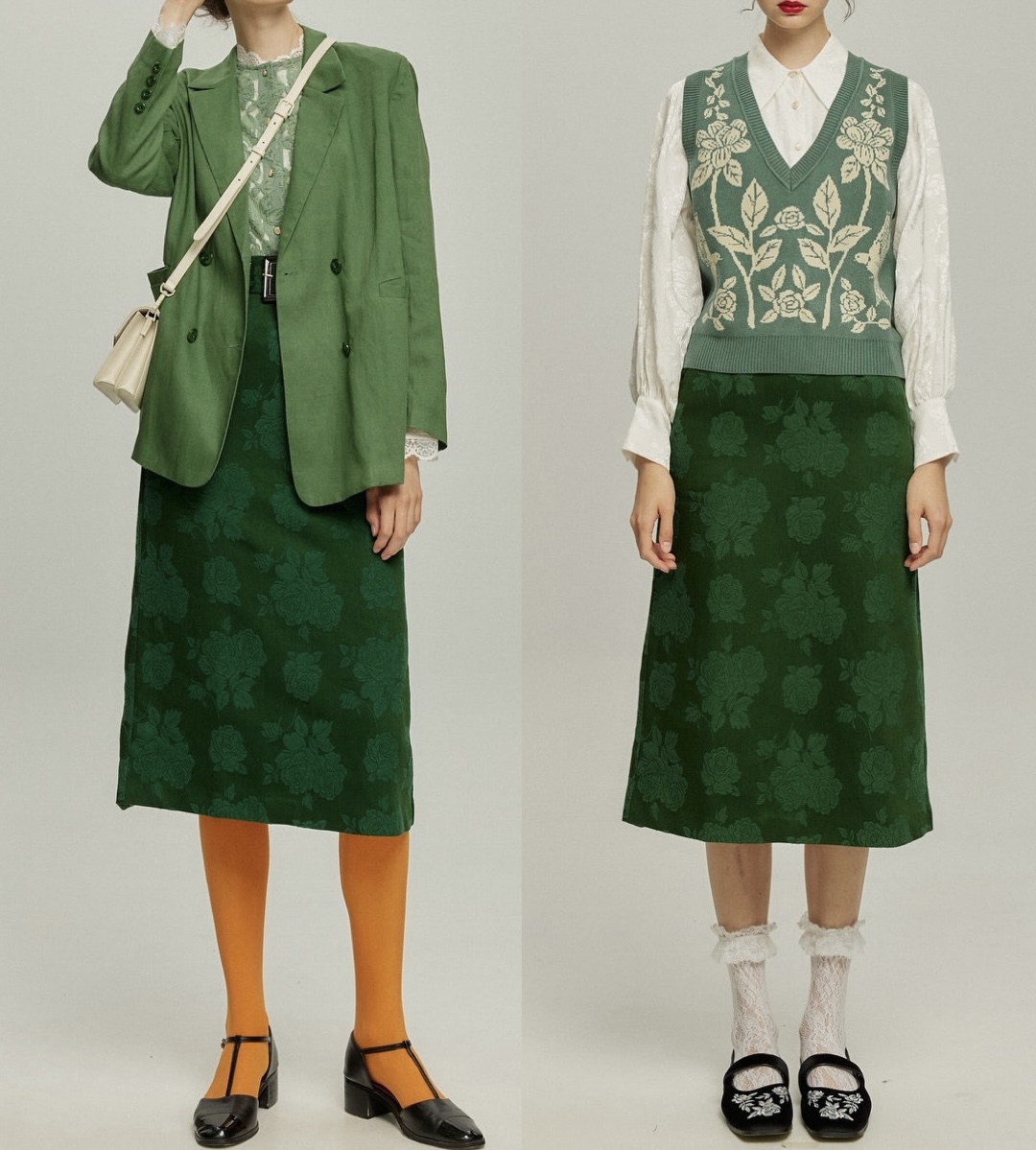 tnewties 貴妃椅に身を沈めて グリーン　スカート　M 9月18日(木)新作販売開始 《貴妃椅に身を沈めて》Skirt/Green ベルト