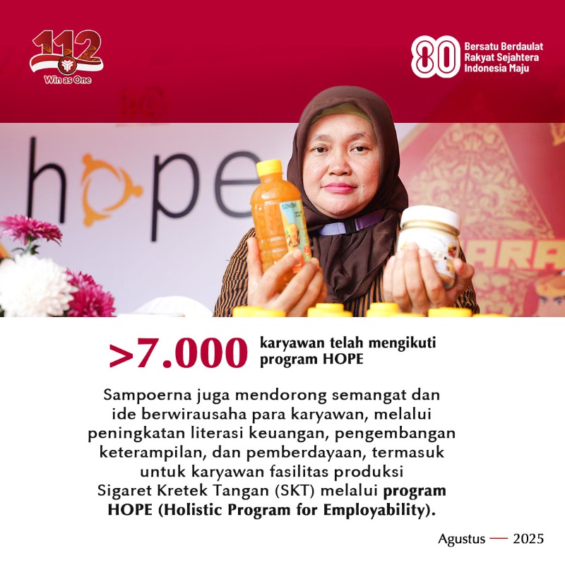 InsideSampoerna's tweet photo. Sampoerna mendukung UMKM lewat SRC dan SETC, serta memberdayakan karyawan melalui program HOPE. Komitmen ini sejalan dengan upaya pemerintah memperkuat kemandirian ekonomi rakyat dan mendorong UMKM naik kelas hingga ke pasar global.