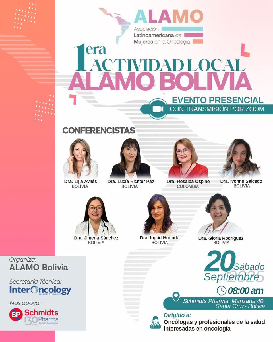 🇧🇴ALAMO Bolivia híbrido
¡Conéctate! 

📅 Sábado 20 de septiembre de 2025

🕘 09:00 (hora Bolivia)
📲Zoom: us06web.zoom.us/j/86448466793?…