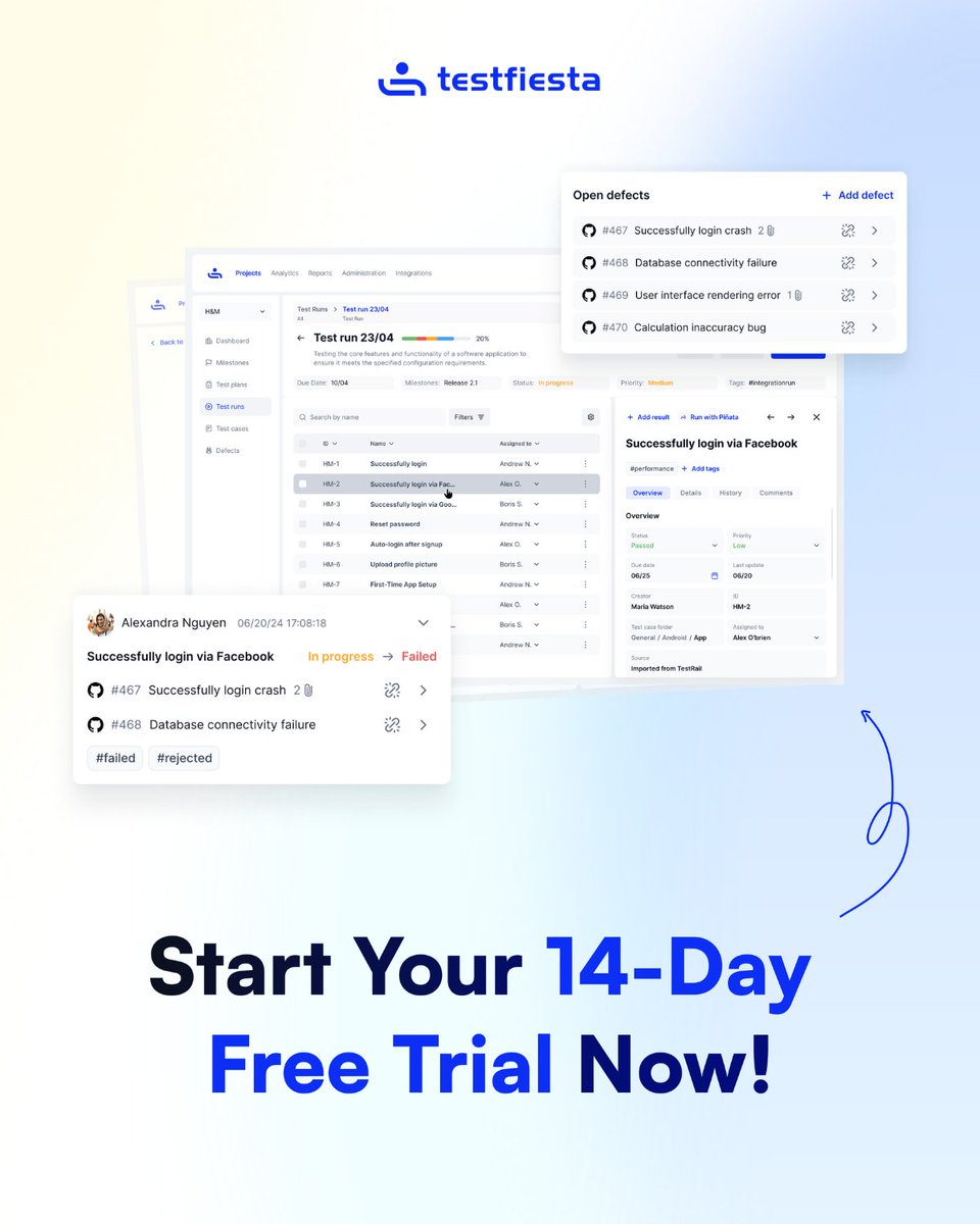 TestFiesta_'s tweet photo. Start a free 14 day trial and join the TestFiesta today! 🎉

#testfiesta #TestManagement #QATools #TestAutomation https://t.co/E7BSa4chqA