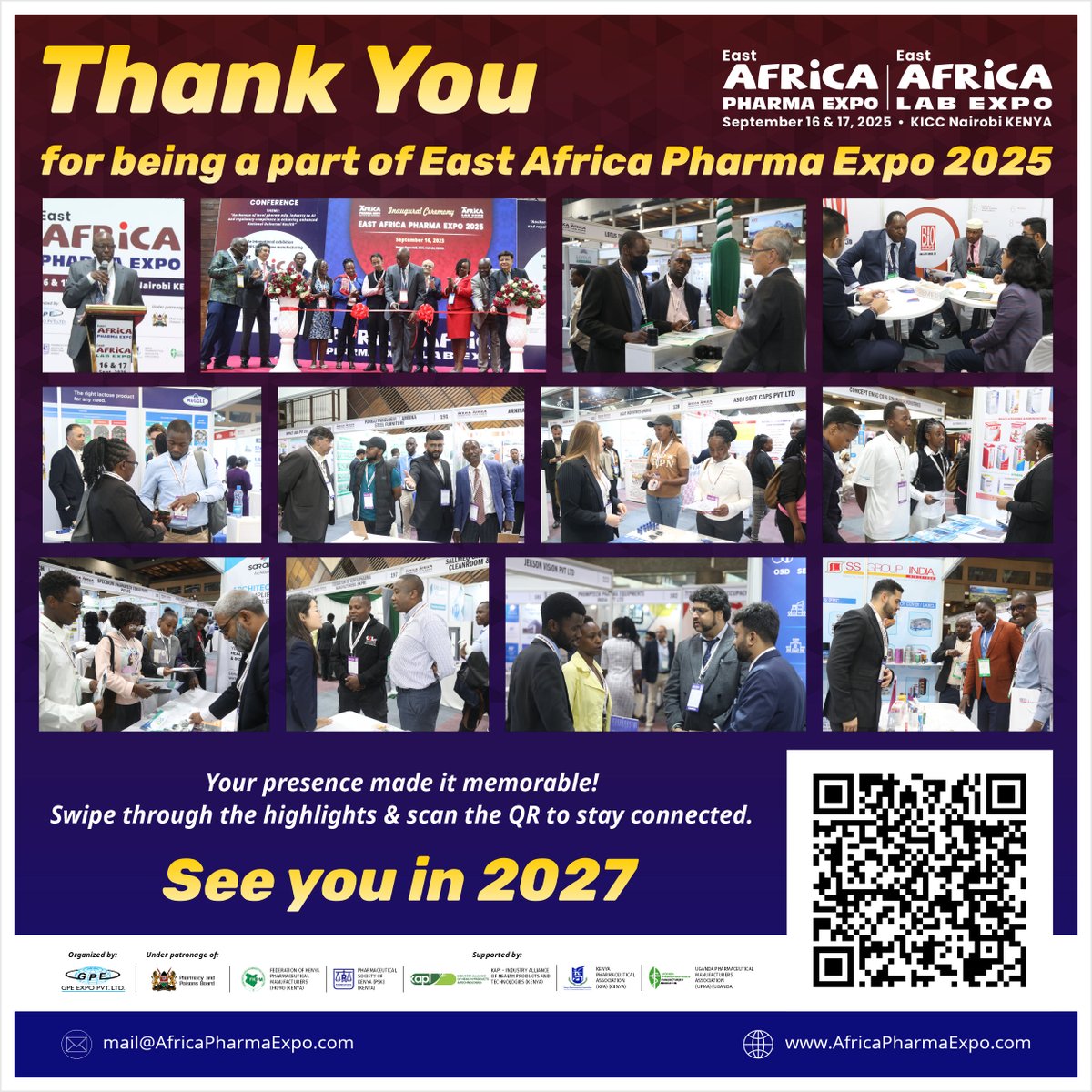 🌍✨ A Big Thank You!
East Africa Pharma Expo &amp; Lab Expo 2025 was a grand success - thanks to all our exhibitors, delegates &amp; visitors who made it truly memorable! 🙌

💊🤝 From innovations to networking, the event was filled with energy and opportunities. #AfricaPharmaExpo2025