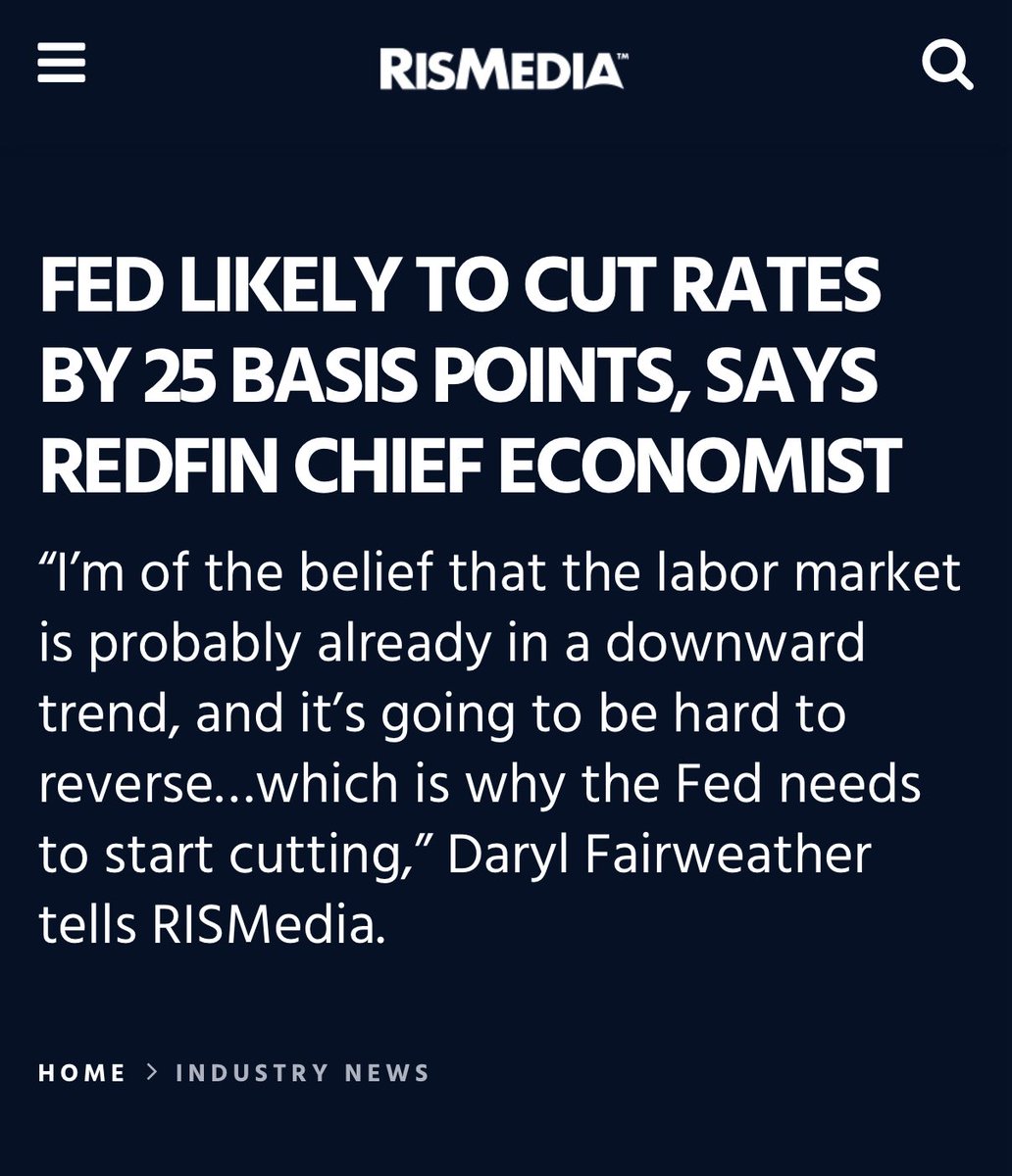 Homebuyers…LET’S GO!!! 🏡

Fed Likely to Cut Rates by 25 Basis Points, Says Redfin Chief Economist rismedia.com/2025/09/16/dar…
