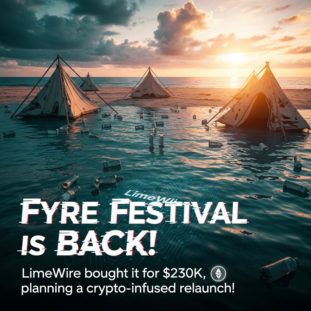 NameCoinNews_'s tweet photo. Fyre Festival is BACK! 🤯 LimeWire just bought the infamous event for $230K, planning a crypto-infused relaunch! While no firm plans yet, the CEO teases using LimeWire tokens & NFTs for old ticket holders. Details coming early next year!
#FyreFestival #LimeWire #Crypto #NFTs https://t.co/QRqZYxtcVB
