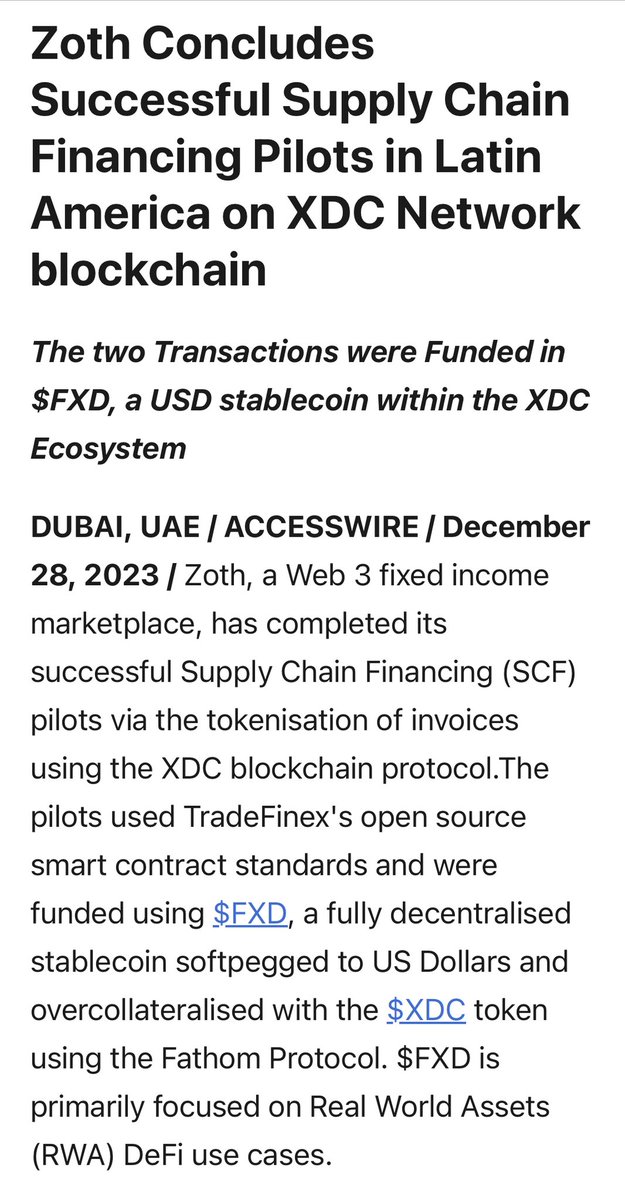 synergy0421's tweet photo. 🔥🔥🔥#XDC‼️ #ZOTH #TradeFinex ✅#Zoth Concludes Successful Supply Chain Financing Pilots in Latin America on #XDC Network blockchain ✅ https://t.co/u9BYpqTFER https://t.co/M2LtT4AKP7