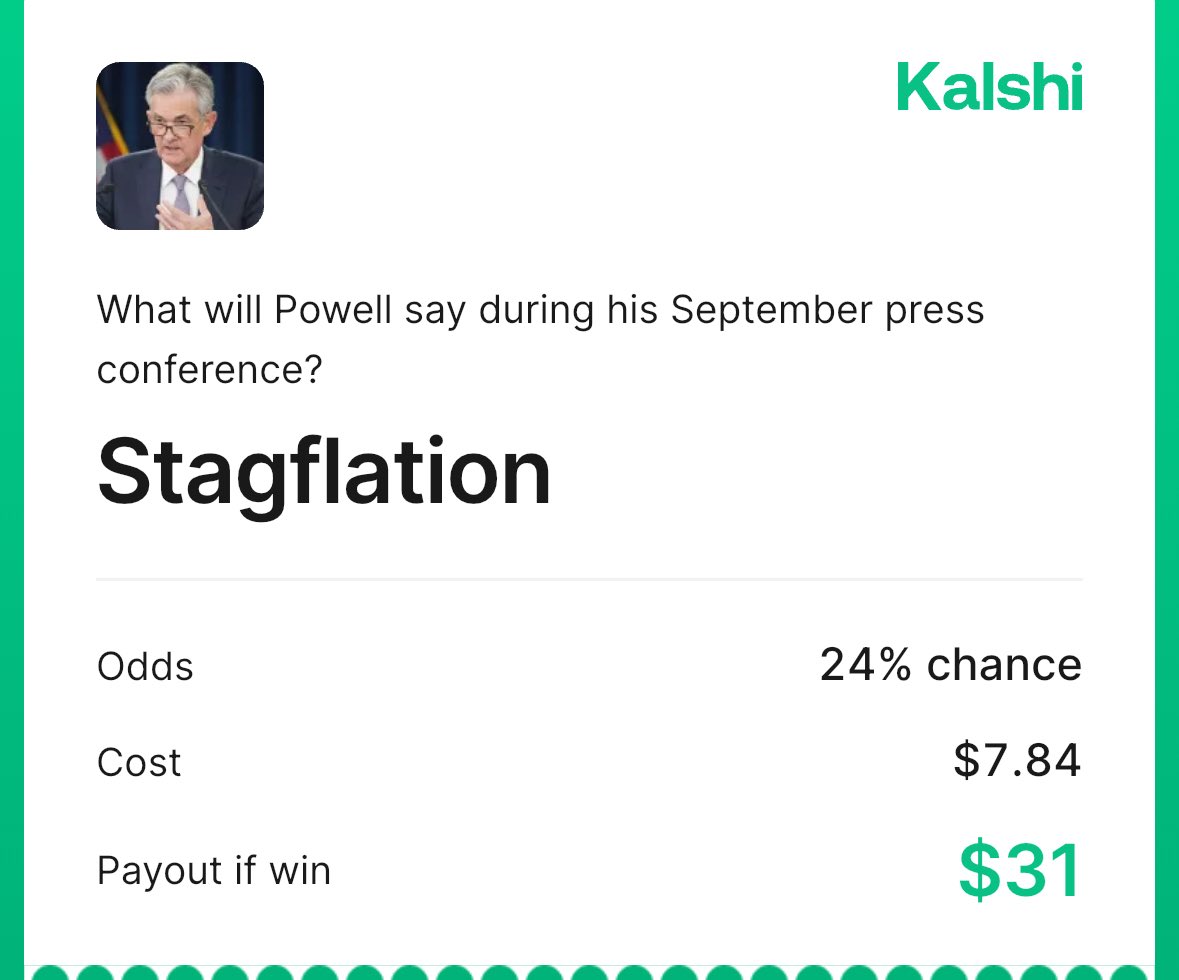 🔵MARKETEVANS: "Jerome Powell parla di stagflazione su Kalshi: un momento significativo nel 2025"