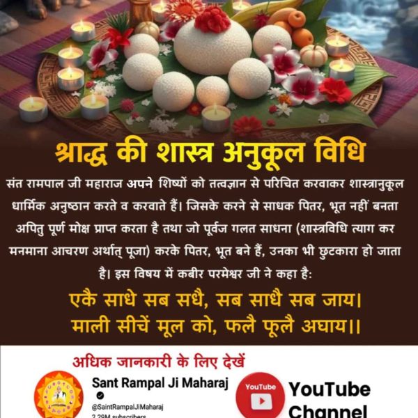 #भूतपूजेंगे_वो_भूतबनेंगे गीतामेंप्रमाणहै
शास्त्रों के विरुद्ध साधना?
मार्कंडेय पुराण, पेज 250-251 में रुचि ऋषि ने पितरों से स्पष्ट कहा कि श्राद्ध कर्म वेदों में अज्ञान का मार्ग बताया गया है। पितर स्वयं मानते हैं कि श्राद्ध-पिंडदान वेदों के अनुसार मूर्खों का कार्य है।
Sant Rampal