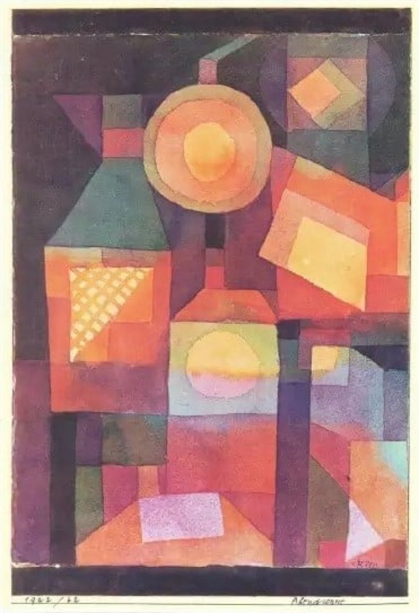 AnaPort_2's tweet image. ‘Evening Sun in the City’ (1922), by Swiss-German artist Paul Klee [1879-1940].
#art #painting #Expressionism ☀️