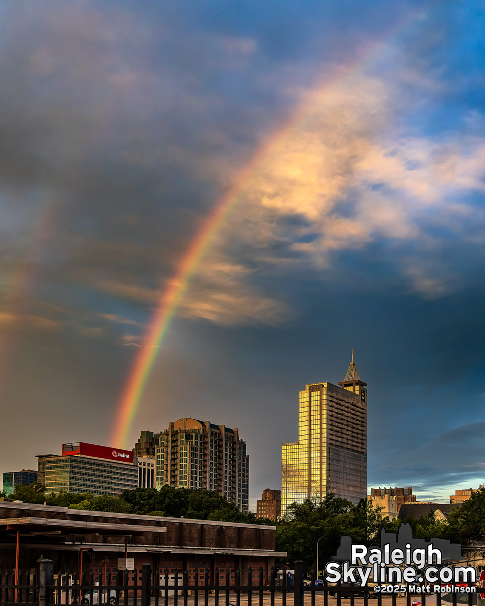 Rainbow at sunrise over Raleigh to start the day this morning.
