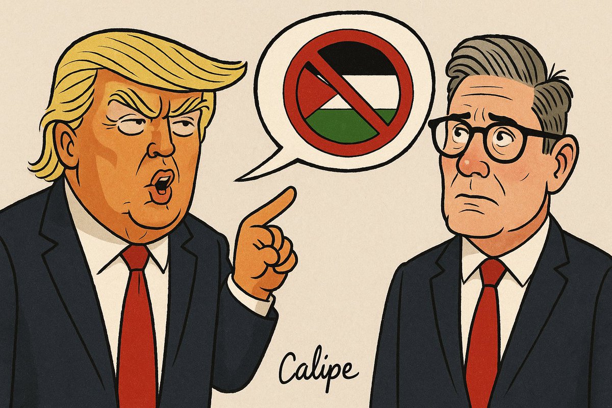 calipe3000's tweet photo. Trump flies in: Starmer’s ‘yes’ to Palestine stuck at customs? #YesMinister #SpecialBullying #MakeLondonObey https://t.co/bZuXFY3DmZ