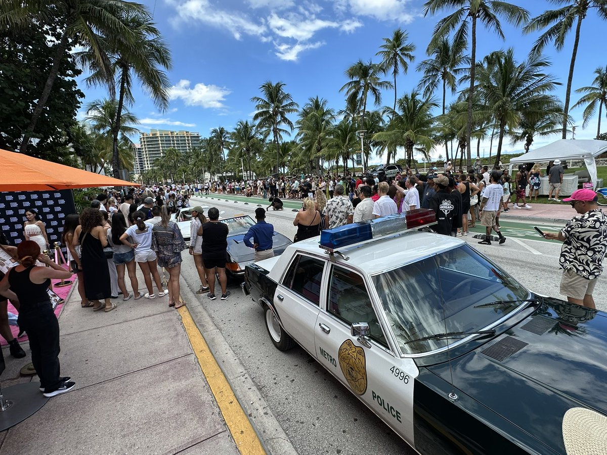 🚔 Our classic police car was a hit at #MiamiViceWeek with more than 100 fans stopping to snap a pic! Even our Executive VP, who appeared in several episodes of the original series, helped bring those iconic Miami Vice vibes back. 🌴🎬 
#PBA