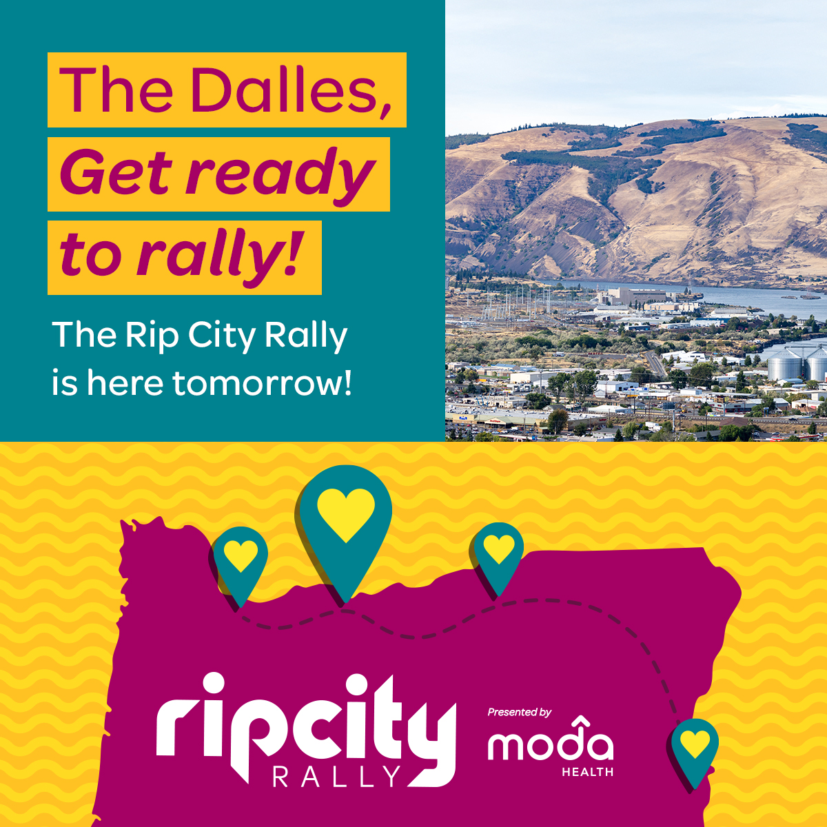 ModaHealth (@moda_health) on Twitter photo The Dalles, get ready to rally! The #RipCityRally arrives tmrw. Join us for a City Fair from 4-6pm at Riverfront Park. Enjoy some fun for all ages, tips to stay active and a chance to win a <a href="/trailblazers/">Portland Trail Blazers</a> team-signed ball! Learn more at trailblazers.com/ripcityrally. The Dalles, get ready to rally! The #RipCityRally arrives tmrw. Join us for a City Fair from 4-6pm at Riverfront Park. Enjoy some fun for all ages, tips to stay active and a chance to win a <a href="/trailblazers/">Portland Trail Blazers</a> team-signed ball! Learn more at trailblazers.com/ripcityrally.