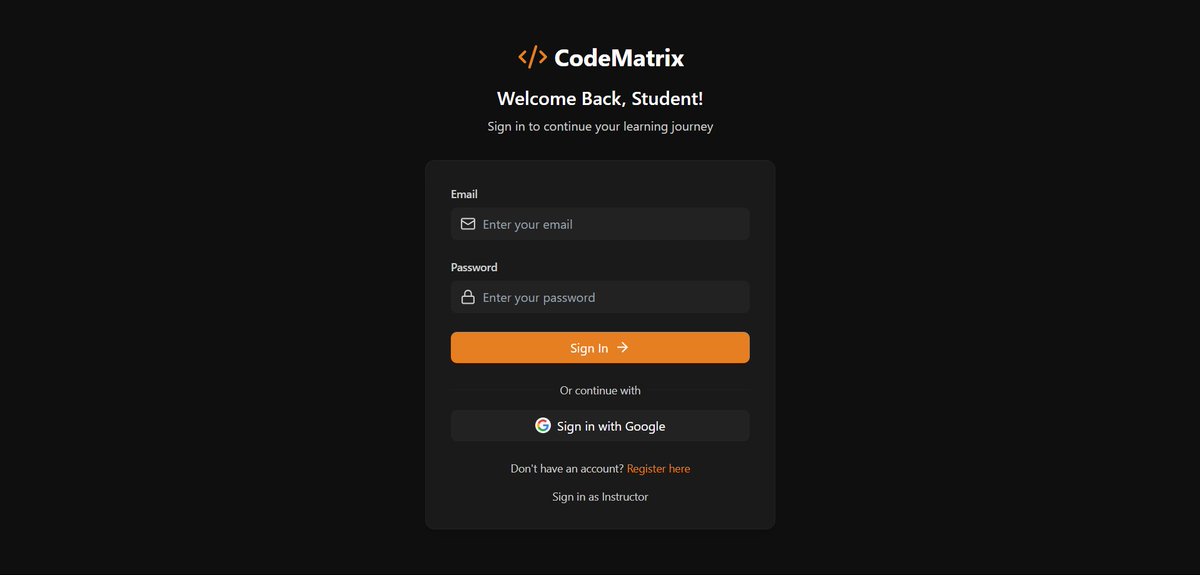ItsYash_21's tweet image. Check out the login page of my web app, CodeMatrix—it’s looking a bit plain and lacks cool features!  Any suggestions to spruce it up with better design or functionality? Note: I’m not a UI/UX guy!🙂 #WebDev #CodeMatrix #UIUXFeedback