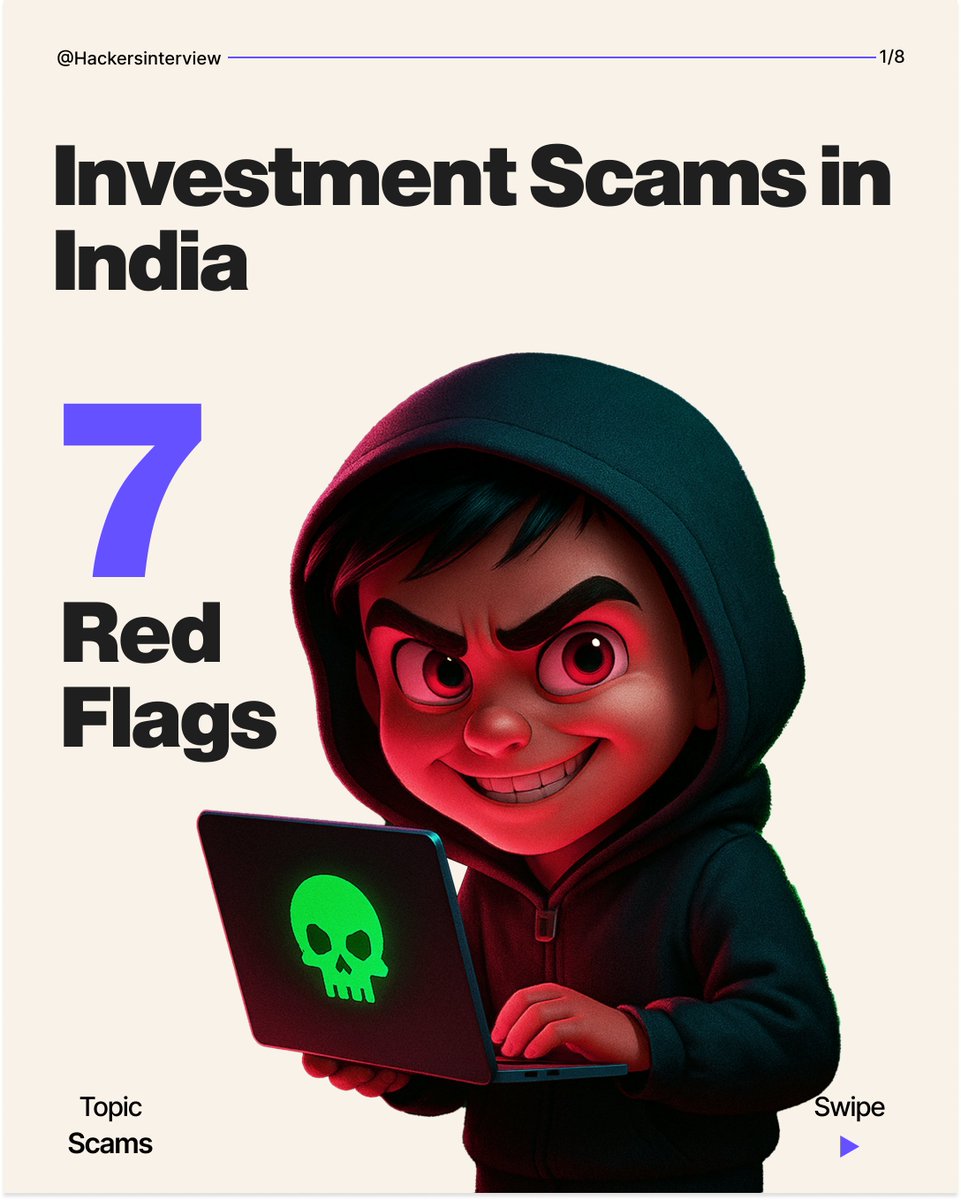 hackers_voice's tweet photo. Scammers are getting smarter.
Your defense? Awareness. 🛡️

7 red flags of investment scams → Don’t ignore them.

#CyberAwareness #FinancialSafety https://t.co/6obAUSBEVd