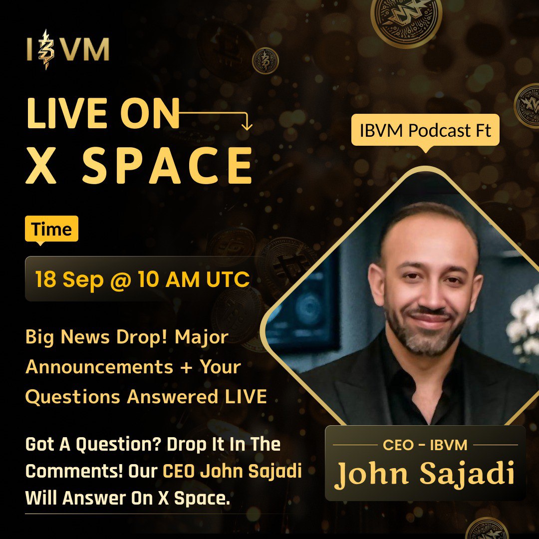 Crypto Moon Shoot || AMA+ Space (@cryptomoontw) on Twitter photo Join us Our special next #Twitter_Space
 With : #IBVM
🕰️ 18th September 2025 at : 10:00 AM UTC 
👑 Reward : 150$ USD 
Venue :x.com/i/spaces/1eaKb…
1⃣ Follow :
x.com/CryptomoonTW
 & 
x.com/IBVMCHAIN
2️⃣ Like Retweet and Comment your Question Join us Our special next #Twitter_Space
 With : #IBVM
🕰️ 18th September 2025 at : 10:00 AM UTC 
👑 Reward : 150$ USD 
Venue :x.com/i/spaces/1eaKb…
1⃣ Follow :
x.com/CryptomoonTW
 & 
x.com/IBVMCHAIN
2️⃣ Like Retweet and Comment your Question