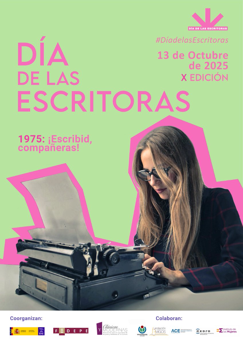 🗞 La Biblioteca Nacional de España, FEDEPE y Clásicas y Modernas celebran el décimo aniversario del #DíadelasEscritoras el próximo 13 de octubre, bajo el comisariado de la escritora y crítica literaria Anna Caballé ✍️👩
bne.es/es/noticias/bi…