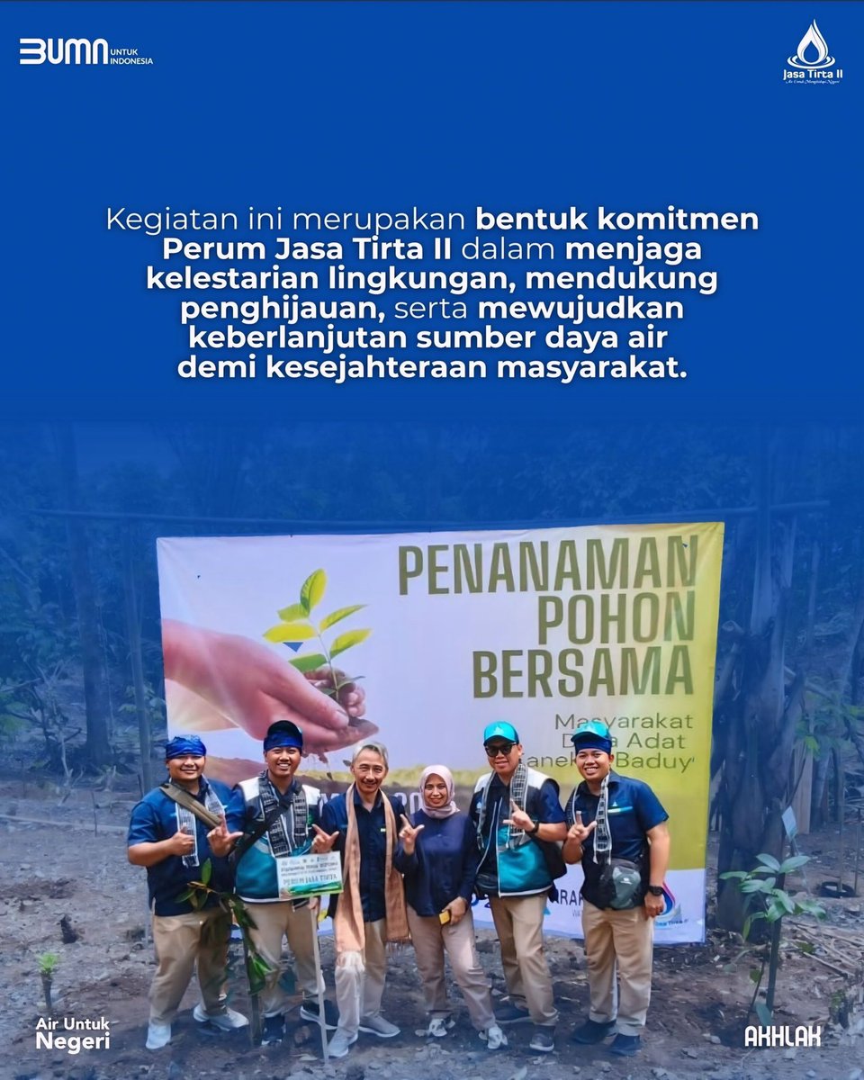 Rabu, 17 September 2025 | Desa Kanekes, Kabupaten Lebak

Perum Jasa Tirta II melalui Bapak Budy Gunady, General Manager Wilayah VI, menyerahkan 5.075 batang bibit pohon kepada Jaro Oom dari Kaduketug Desa Kanekes, melalui Wakil Bupati Lebak, Bapak Amir Hamzah.

#JasaTirta2