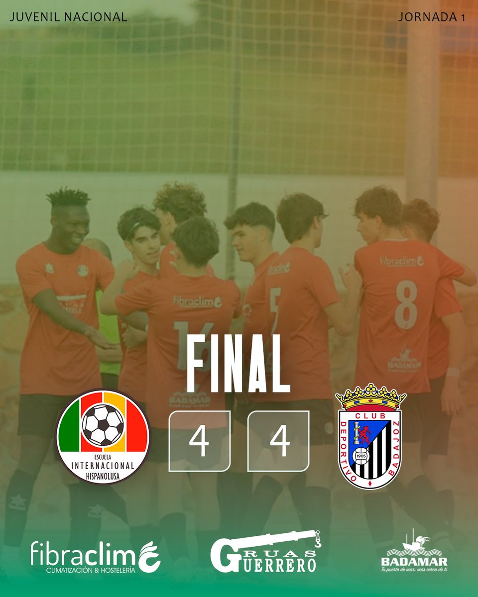 🤍❤️ 𝗝𝗨𝗩𝗘𝗡𝗜𝗟 | 𝗟𝗜𝗚𝗔 𝗡𝗔𝗖𝗜𝗢𝗡𝗔𝗟 🤍❤️

Reparto de puntos en el Complejo Alcántara ante <a href="/CDBLaAcademia/">La Academia CD Badajoz</a> 

Ambos equipos se pusieron por delante, pero el duelo acabó en empate

🚍 Próxima parada: Cáceres, para enfrentarnos al <a href="/cddiocesanofb/">Cantera CD Diocesano</a>
#JuntosSomosHispanolusa