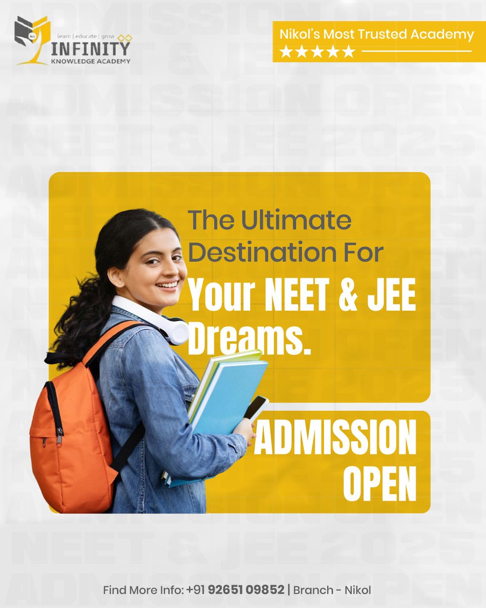 ikaeduacademy's tweet image. The path to your dreams begins here, Enroll now for NEET &amp;amp; JEE success

📞+91 92651 09852
📍 Nikol, Ahmedabad
🌐ikaedu.co.in

#NEET #JEE #InfinityKnowledgeAcademy #AdmissionOpen #DreamBig #AcademyForSuccess #ikaeducation #NEET2025 #JEE2025 #StudyHard #YourFutureStarts