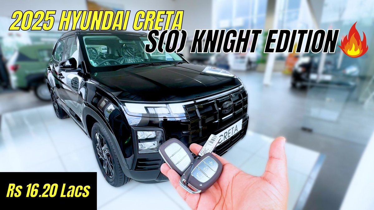 tushar10071's tweet photo. 2025 Hyundai Creta S(O) Knight Edition Diesel (MT) Black | 16.20 Lacs | ... https://t.co/rAFptZrCd4 via @YouTube https://t.co/baTW0DgW86
