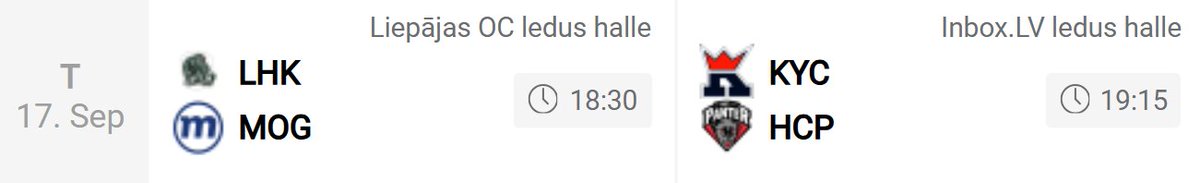 Two big games in the Baltics today!
Kaspars Daugavins will make his debut for Mogo vs the competitive Liepaja team @ 18:30!
In the meantime, Kyiv Capitals 🇺🇦 will also host HC Panter 🇪🇪 in the Capitals' first home game of the season at the Inbox ice hall @ 19:15!