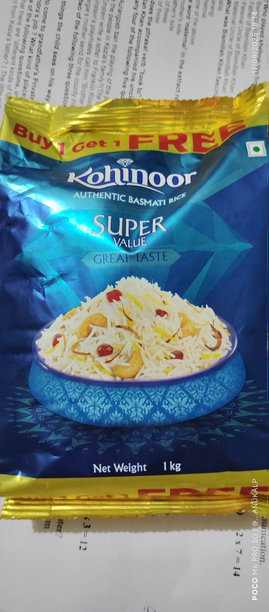 anukalpraj103's tweet image. Hi @JioMart, @JioMart_Support
I ordered Kohinoor Authentic Basmati Rice (1kg). On the packet it is written Buy 1 Get 1 Free, but in the app/invoice only 1 pack is shown.

Can you please confirm — will I get the free pack or not?
#JioMart #CustomerQuery