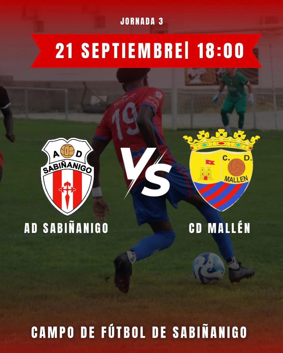 JORNADA 3

⚽️ Sabiñánigo AD🆚 CD Mallén
🕢 18:00 h
📍Campo de fútbol de Sabiñánigo 

Visitamos Sabiñanigo para traernos los 3 puntos💪🏼❤️💙