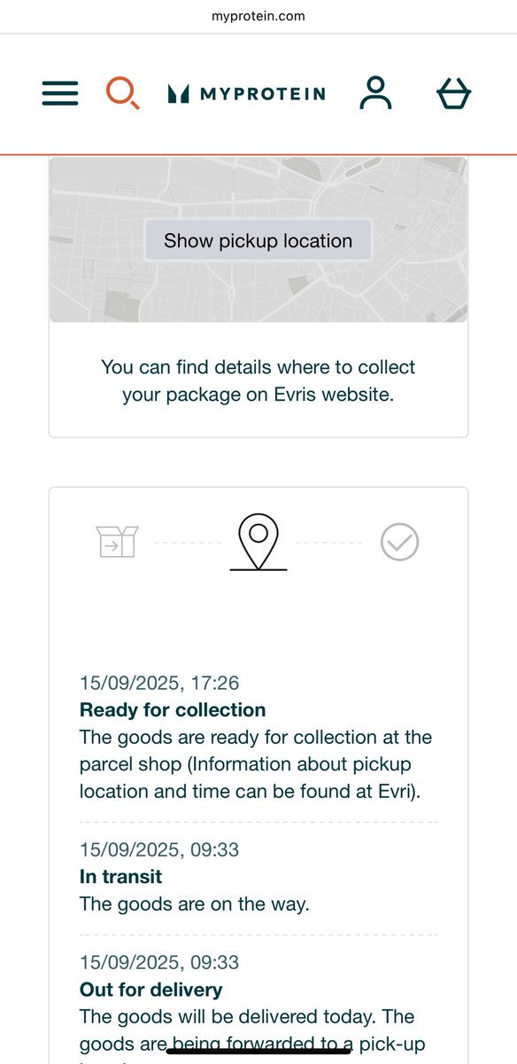 Crispy368's tweet photo. @Myprotein_CS Examples of the lies I’ve been told. MyProtein tell me it’s ready for collection. Evri claim they tried to deliver and then backtrack saying they couldn’t. Evri then again say it’s ready for collection to then backtrack to a delayed delivery. Both companies contradict themselves. https://t.co/5HaKUtiYUU