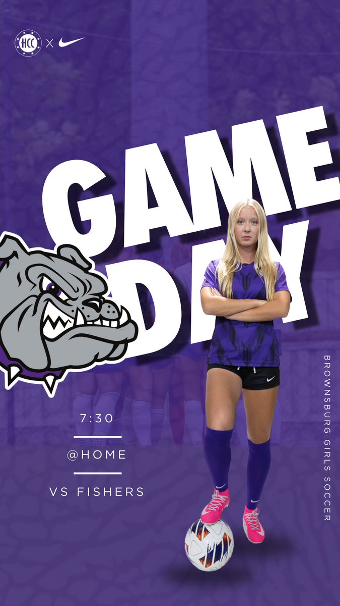 It’s #GAMEDAY

⚽️> Girl’s Soccer
🆚> Fishers 
🕑> 7:30pm 
📍> BHS Soccer Complex 
🎟️> brownsburgbulldogs.com/Tickets